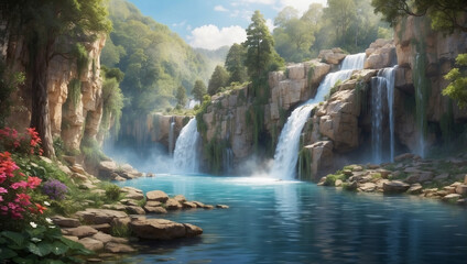 Fototapeta premium Cascading Waterfall