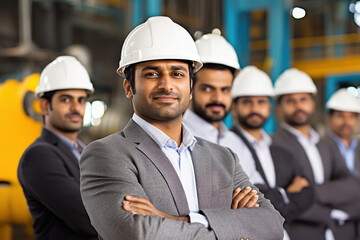 indian professional engineers team standing together