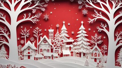 christmas tree in the snow, ai generated