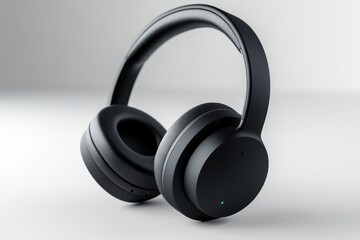 Black over ear wireless headphones Isolated on a white background sleek and modern audio device
