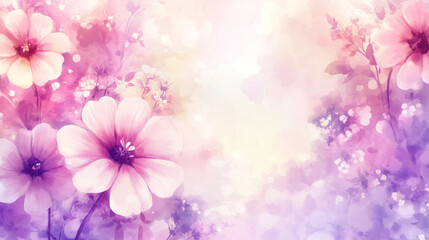 Fototapeta premium Soft pastel floral background with flowers and gentle colors in an artistic design