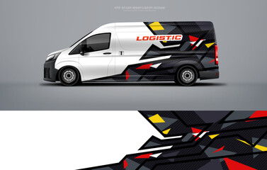 Fototapeta premium Sporty racing big van wrap car wrap livery design foe universal medium van vector eps ready print printable file. 