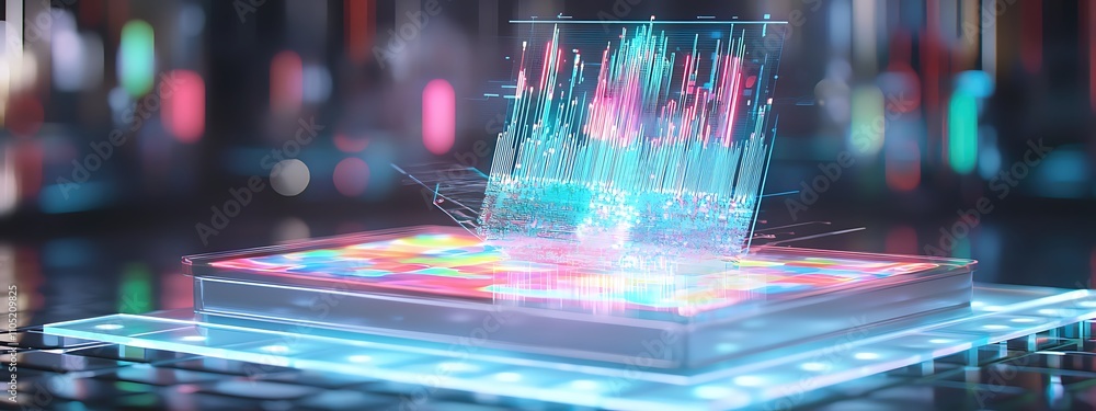 Poster digital technology transformation with colorful graphics