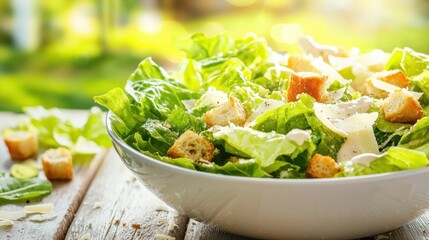 Fresh Caesar Salad Bowl with Croutons 