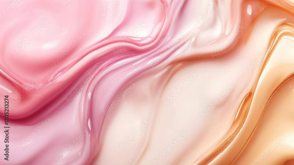 Poster flowing waves of soft liquid colors creating a serene and dreamy background design