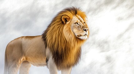 Majestic African Lion with a Golden Mane Standing Proud