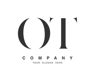 OT logo design. Initial letter o and t serif font style. Creative classic company name typography. Trendy logotype or identity.