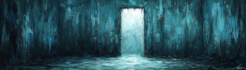 Ethereal Light Shining Through a Doorway in a Dark Room