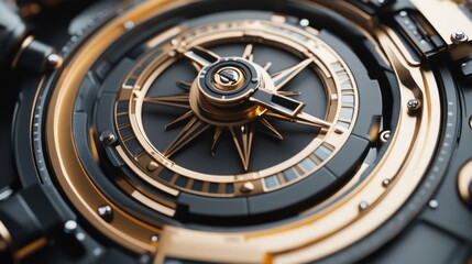 Naklejka premium Detailed image of a navigation compass symbolizing flight security