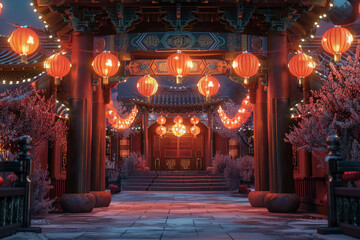 Obraz premium Beautiful holiday composition for celebrate chinese festival of lanterns