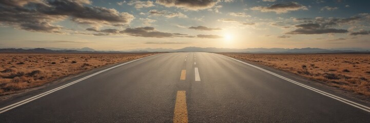 Fototapeta premium An empty road towards the horizon to represent the future and positivity and success