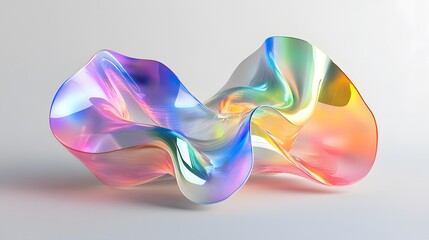 Fototapeta premium Abstract iridescent glass sculpture with flowing curves