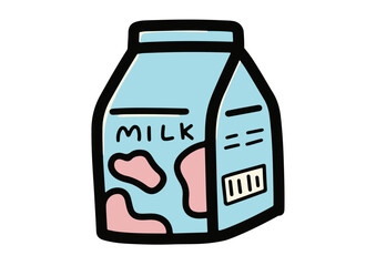 Illustration of a Cute Milk Box with Strawberry-Flavored