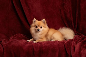 Pomeranian on a Velvet Cushion