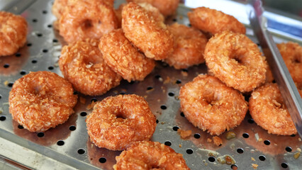 Deep Fried Shrimp Cakes on Tray.