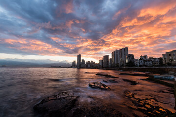 Beirut beach and skylines overview at sunset, Lebanon