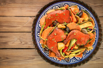 Arabic Cuisine; 'Margoog' is an Arabian stew dish found in the Gulf region, It consisting of chicken, vegetables, aromatic spices and raw dough.