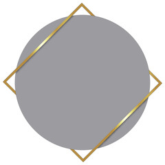 Silver Circular Text Frame with Gold Border, Isolated on White