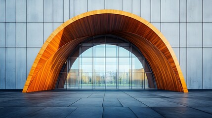 Obraz premium Modern Building Entrance with Archway and Glass Doors
