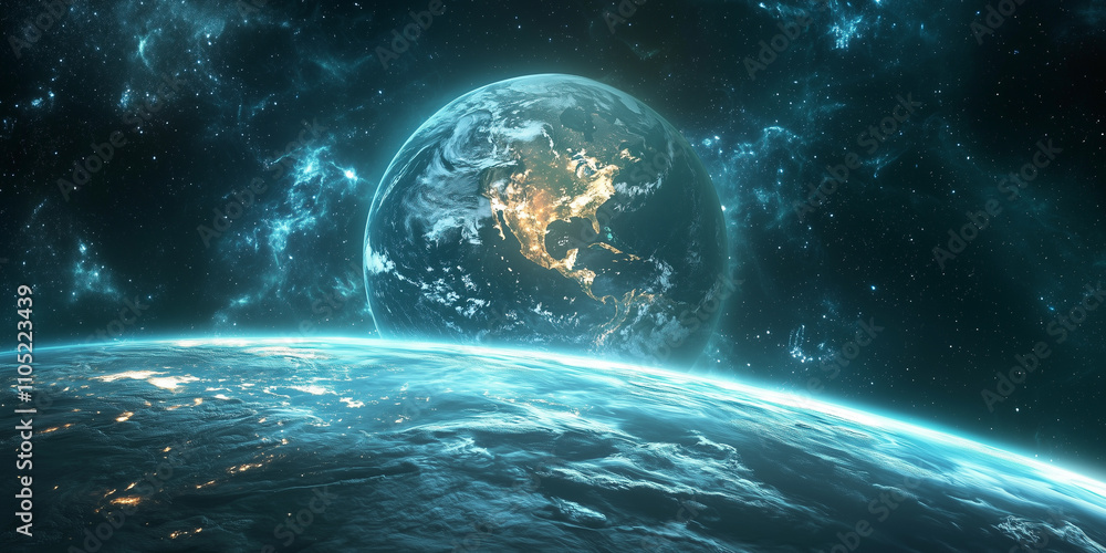 Wall mural planet against the background of the outer space