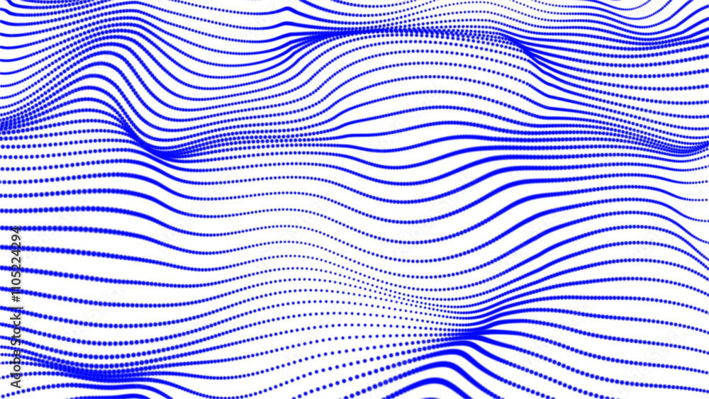 Poster abstract blue dot line with a dynamic wave on white background. abstract digital wave dots lines par