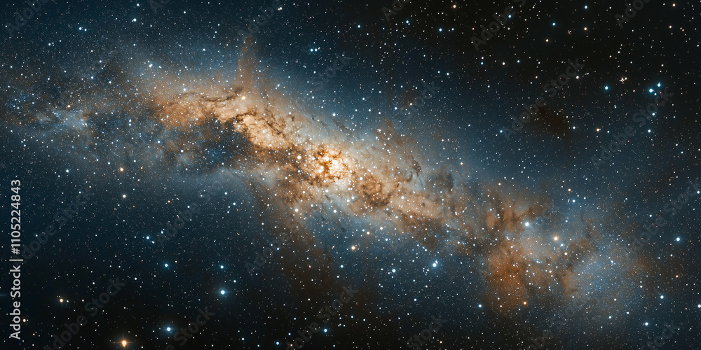 Wall mural stars of a planet and galaxy in a free space background
