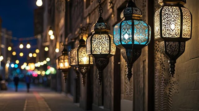 Lanterns Hanging in a Traditional Market in Istanbul