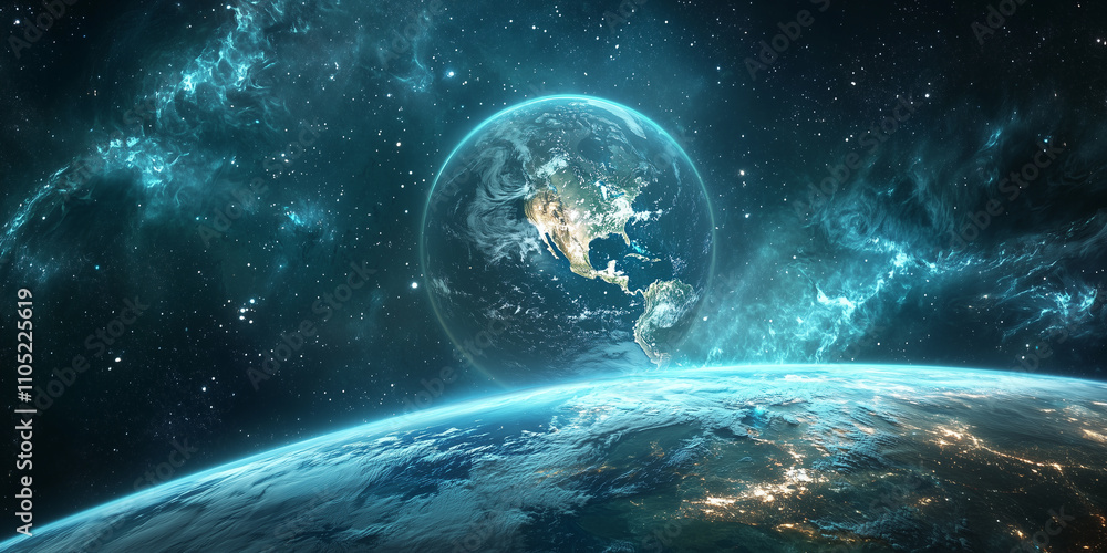 Wall mural planet against the background of the outer space