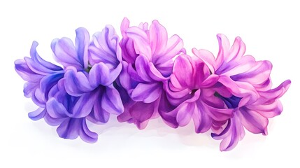 Obraz premium Watercolor, purple hyacinth clipart, detailed, high in detail, white background