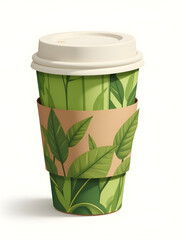 Eco-Friendly Green Leaf Design Coffee Cup