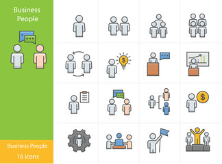 Icons Set Business People icon colorful icons set, Vector and Illustration