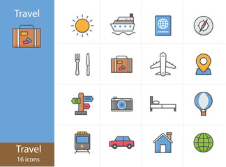 Icons Set Travel icon colorful icons set, Vector and Illustration