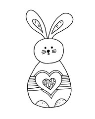 Single cute rabbit drawing for Easter holiday.  Can be used for cover design, poster, poster, decoupage, postcard, things.