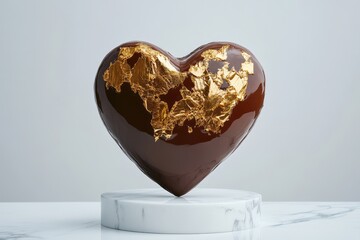 Indulge in a decadent creamy chocolate ganache heart-shaped cake, perfect for romantic celebrations and sweet moments.