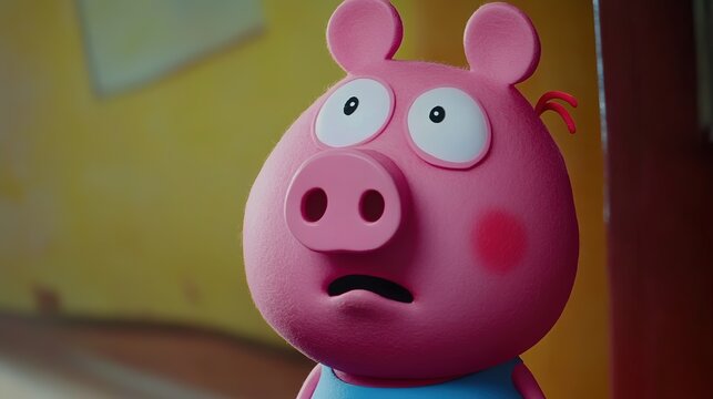 ：Whimsical World of Animation: A Cheerful Cartoon Pig Embracing the Joys of Life with Playful Charm and Colorful Personality