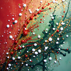 Vibrant abstract art with metallic accents and glossy spheres, digital art of abstract concept.