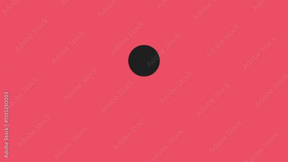 Poster abstract geometric design with central black square and bold red circular patterns