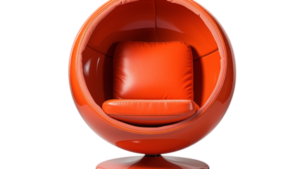 Unique modern ball chair, offering a futuristic look and comfortable seating for contemporary interiors, isolated on transparent background.