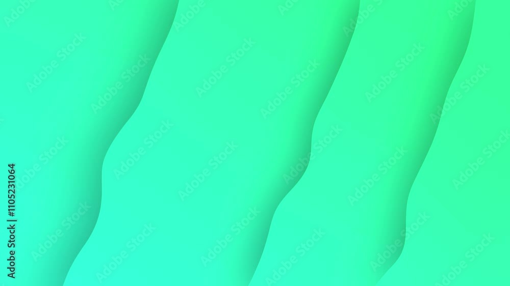 Poster abstract waves in green and teal gradient art with flowing curves and smooth texture