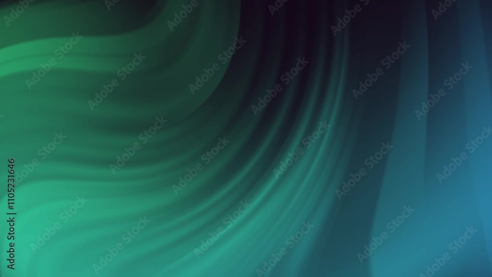 Poster abstract green and blue smooth wave pattern with calming swirling motions in a tranquil setting