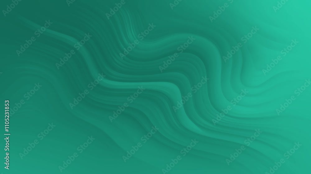 Poster artistic green abstract waves design with smooth textured curves and flowing fluid patterns