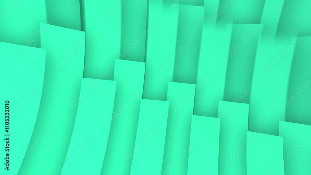 Poster abstract parallel waves in green hues displaying a mesmerizing pattern and geometric curves