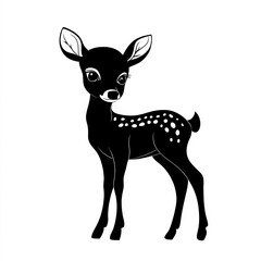 Baby Deer Silhouette, Illustration Isolated On White Background