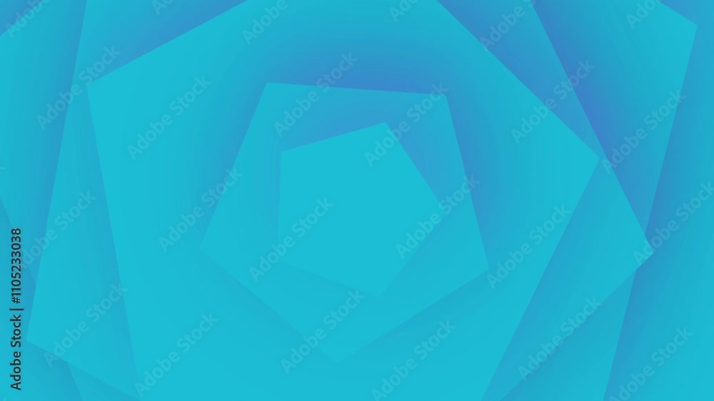 Poster geometric blue abstract art with concentric polygon shapes and radiating patterns