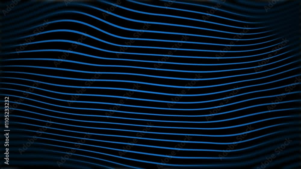 Poster dynamic flowing blue lines on dark background with elegant abstract pattern