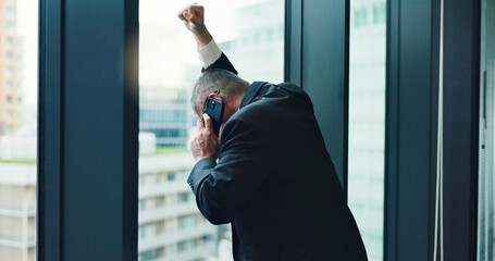 Office, businessman and stress on phone call for communication, profit loss or crisis management....