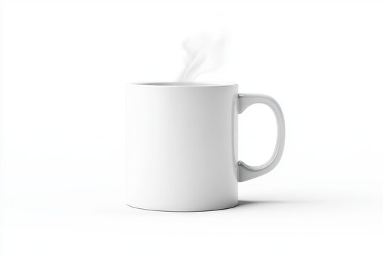 Steaming hot coffee mug with rising steam on a White background
