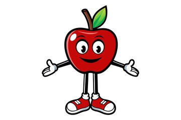 cute face apple doing funny activities in white background