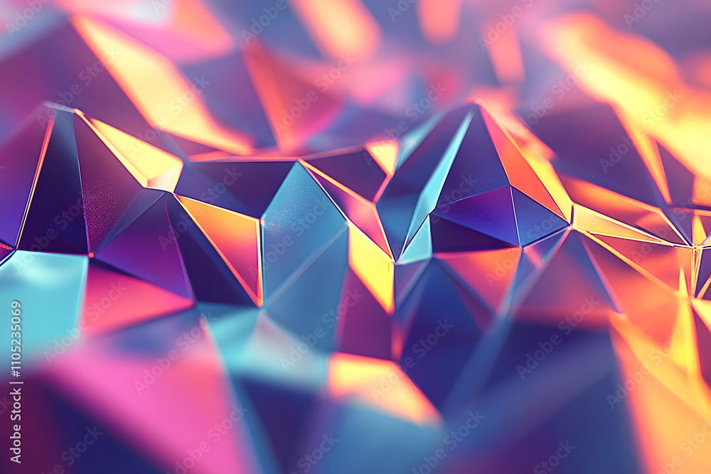 Poster dynamic geometric patterns abstract digital art vibrant colors close-up modern aesthetics for visual