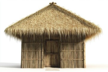 tropical hut thatched roof bamboo walls beach shelter primitive architecture rustic dwelling